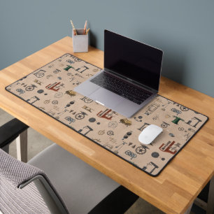 Antique Engineering Mechanical Scientific Pattern Desk Mat