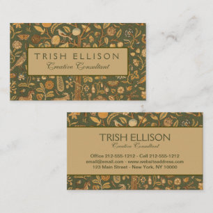 Antique English Needlepoint Tree of Life & Unicorn Business Card