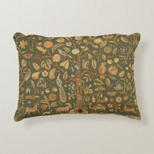 Antique English Needlepoint Tree of Life & Unicorn Decorative Cushion