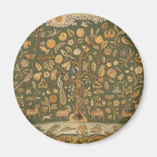 Antique English Needlepoint Tree of Life & Unicorn Magnet