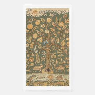 Antique English Needlepoint Tree of Life & Unicorn Napkin