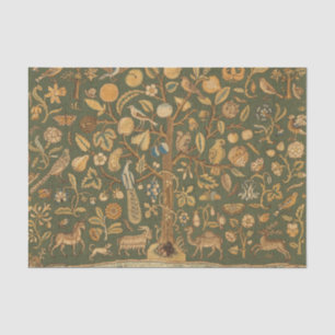 Antique English Needlepoint Tree of Life & Unicorn Tissue Paper