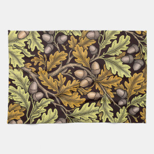 Antique English Oak Acorns Botanical Tea Towel
