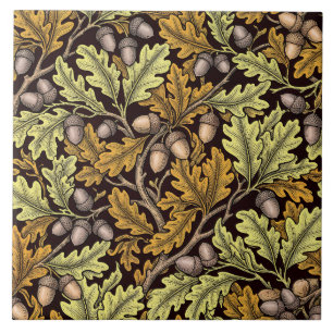 Antique English Oak Acorns Botanical Tile