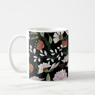 Antique Engraving Flowers Hand Painted Coffee Mug