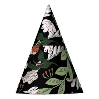 Antique Engraving Flowers Hand Painted Party Hat