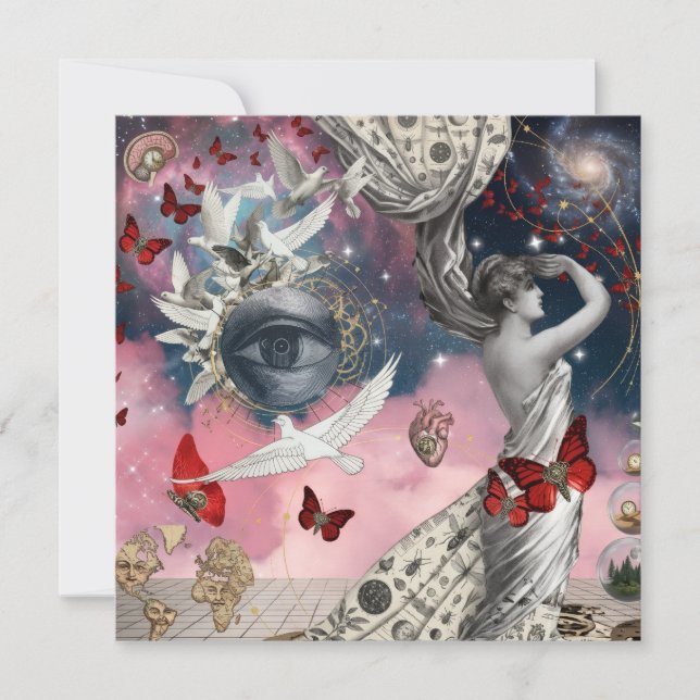 Antique Engraving Surreal Dadaism Collage Art Invitation (Front)