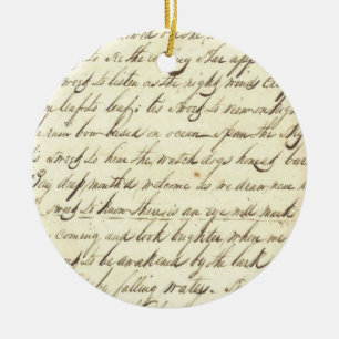 Antique Ephemera Cursive Calligraphy Script Poetry Ceramic Tree Decoration