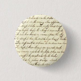Antique Ephemera Cursive Calligraphy Script Sample 3 Cm Round Badge