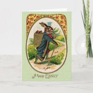 Antique Erudite Easter Rabbit Greeting Card