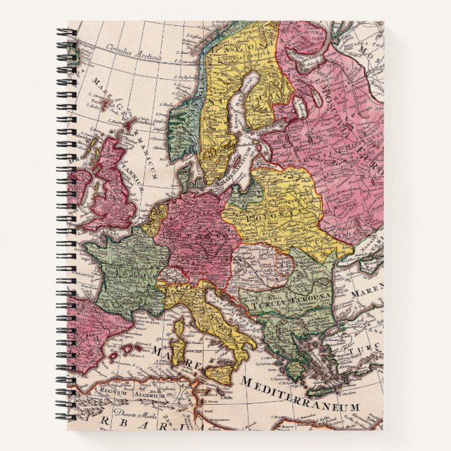 Antique Europe Map with Pastel Historical Kingdoms Notebook (Front)