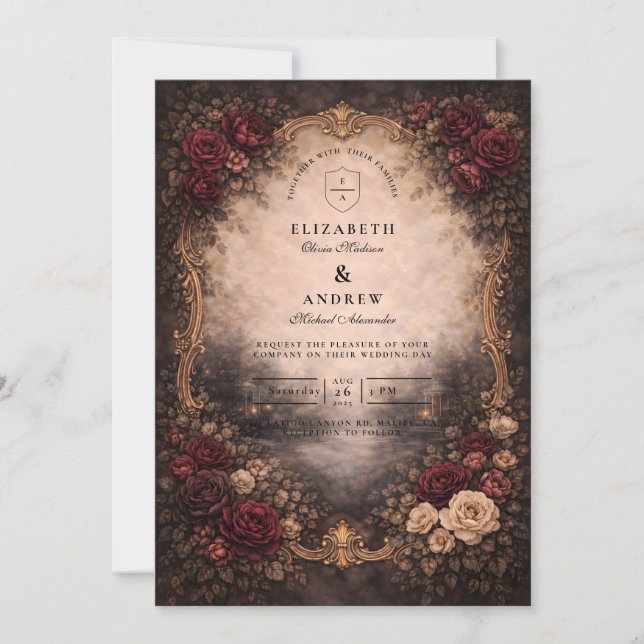 Antique European Baroque Wedding Invitation (Front)