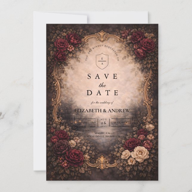 Antique European Baroque Wedding Save The Date (Front)