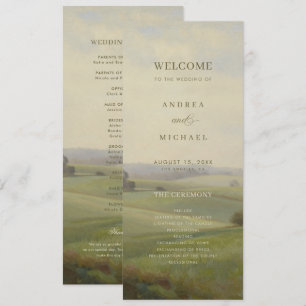 Antique European Landscape Painting Wedding Programme