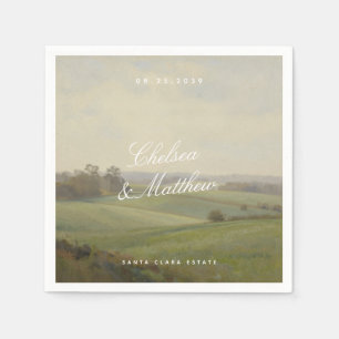 Antique European Landscape Wedding Napkin