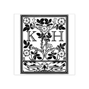 Antique Ex Libris Initials Desert Rose Rubber Stamp