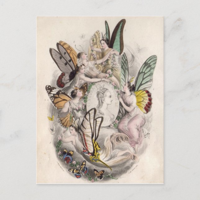 Antique Fairies Faeries Nymphs Print Postcard (Front)