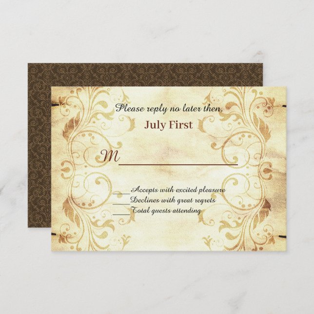 Antique Fairy tale Wedding Response Card (Front/Back)