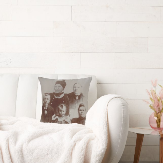 Antique Family Collage Photo B&W Image Cushion (Couch)
