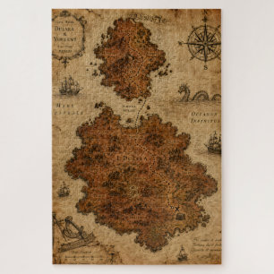 Antique Fantasy Map — Dulsea and Vorlent Isles Jigsaw Puzzle