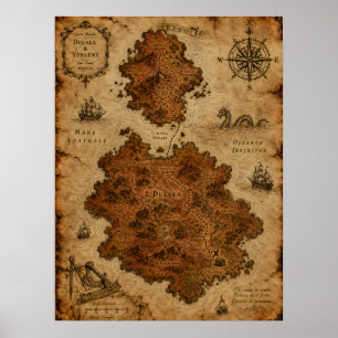 Antique Fantasy Map — Dulsea and Vorlent Isles Poster