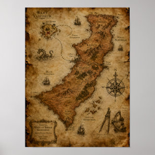 Antique Fantasy Map — Karnor and Draegar Poster