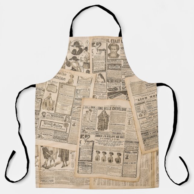 Antique Fashion: Newspaper Advertising Pages Apron (Front)
