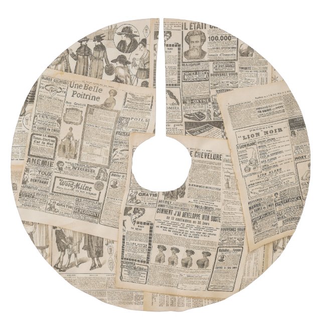 Antique Fashion: Newspaper Advertising Pages Brushed Polyester Tree Skirt (Front)