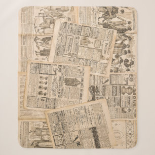 Antique Fashion: Newspaper Advertising Pages Sherpa Blanket