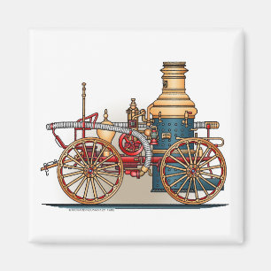 Antique Fire Truck Pumper Truck Square Magnet