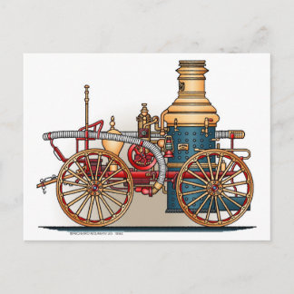 Antique Fire Truck Steam Pumper Postcard