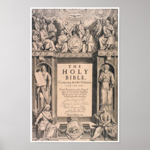 Antique first edition cover page King James Bible Poster