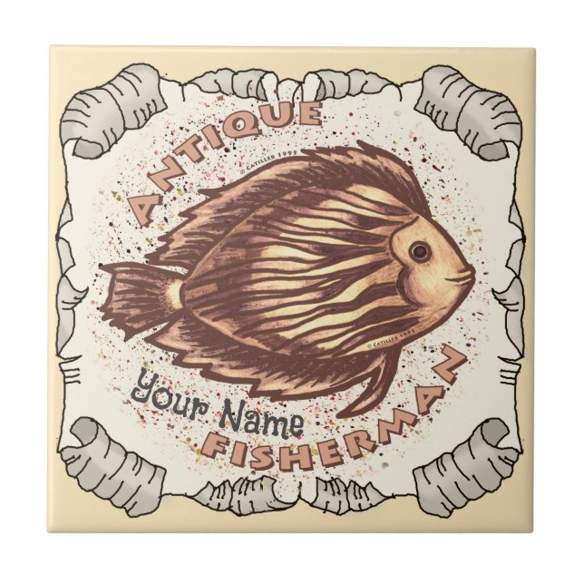 Antique Fisherman  Tile (Front)