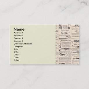 Antique Fishing Lures Catalogue Page Vintage Print Business Card