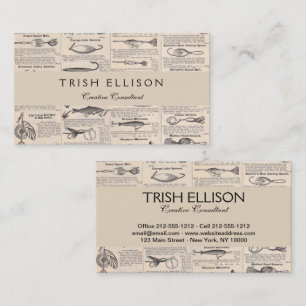 Antique Fishing Lures Catalogue Page Vintage Print Business Card