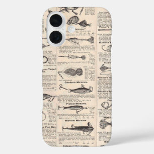 Antique Fishing Lures Catalogue Page Vintage Print iPhone 16 Case