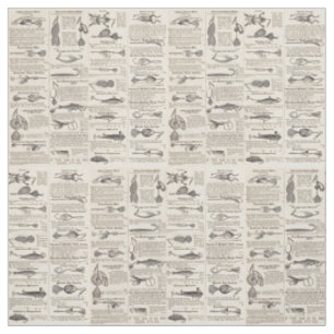 Antique Fishing Lures Catalogue Page Vintage Print Fabric