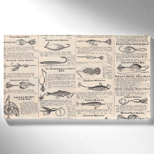Antique Fishing Lures Catalogue Page Vintage Print Name Tag