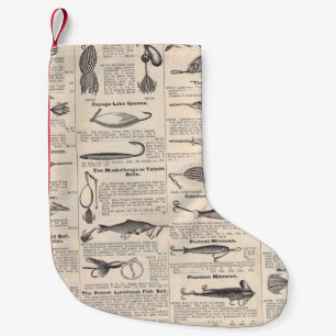 Antique Fishing Lures Catalogue Page Vintage Print Small Christmas Stocking