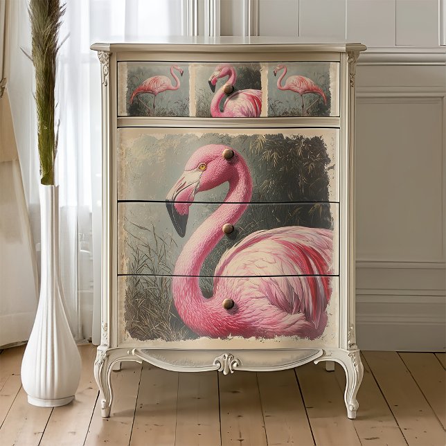 Antique Flamingo Botanical Decoupage Tissue Paper (Creator Uploaded)
