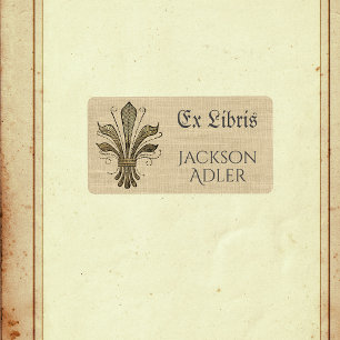 Antique Fleur de  Lis Ex Libris Bookplate Label