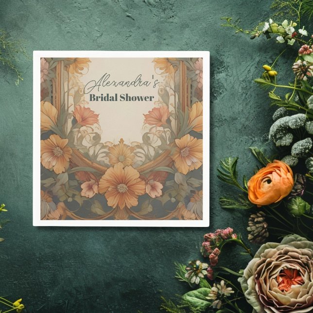 Antique Floral Art Nouveau Bridal Shower Napkin (Creator Uploaded)