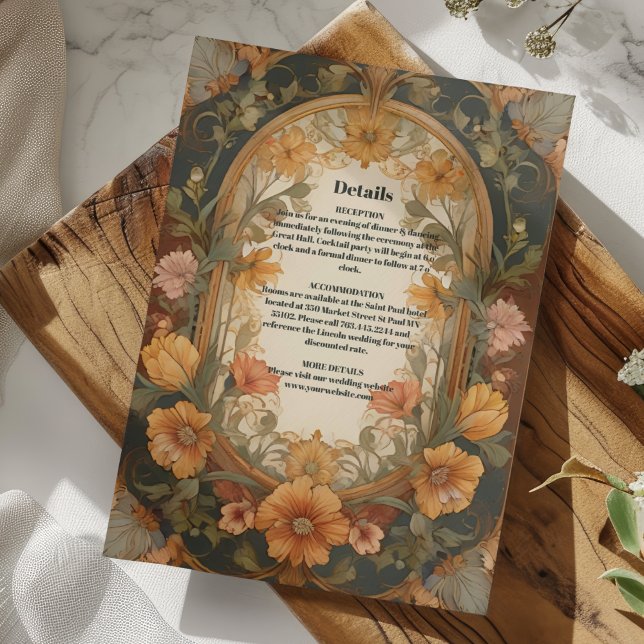 Antique Floral Art Nouveau Wedding Enclosure Card (Creator Uploaded)