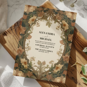 Antique Floral Art Nouveau Wedding Invitation