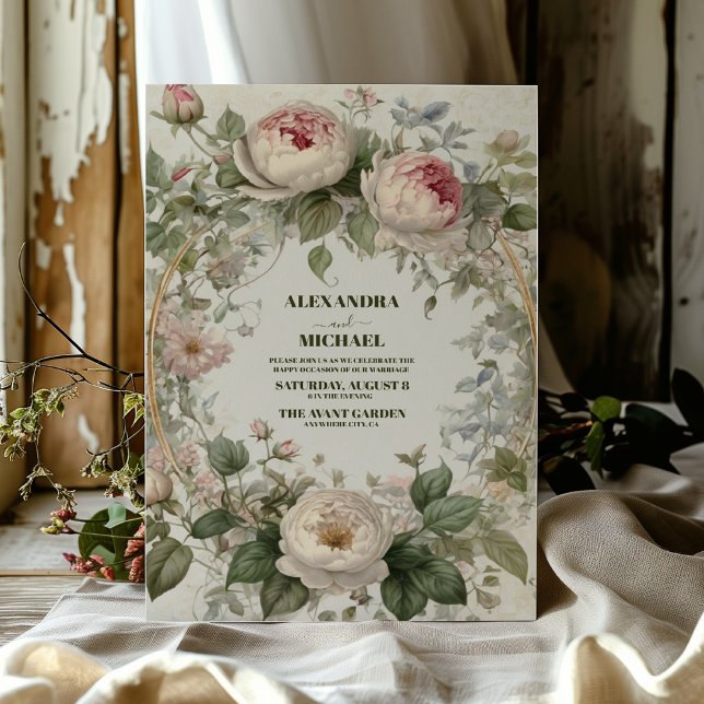 Antique Floral Art Nouveau Wedding Invitation (Creator Uploaded)