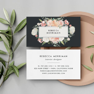 Antique Floral Blush & Charcoal Business Card