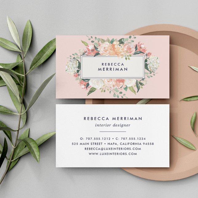 Antique Floral Blush Pink Business Card (Creator Uploaded)