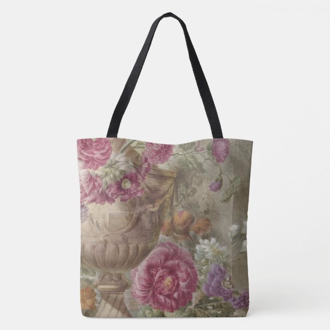 Antique Floral Bouquet Tote Bag (Back)