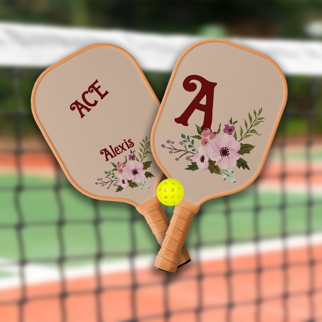 Antique Floral Custom Monogram Name Pickleball Paddle (Creator Uploaded)