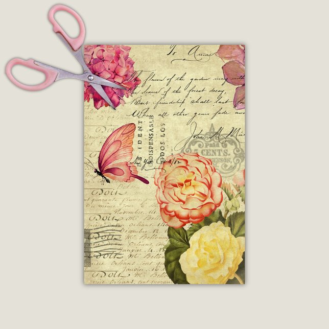 Antique Floral Ephemera Decoupage Tissue Paper (Creator Uploaded)